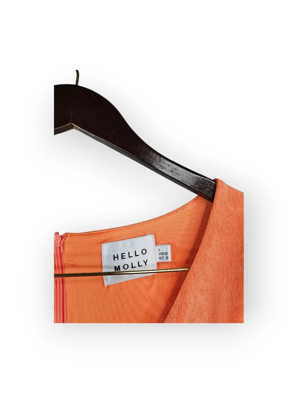 Hello Molly Orange Ruched Mini Dress Bow Front Long Sleeve Women’s AU 12 US 8 - Picture 4 of 5